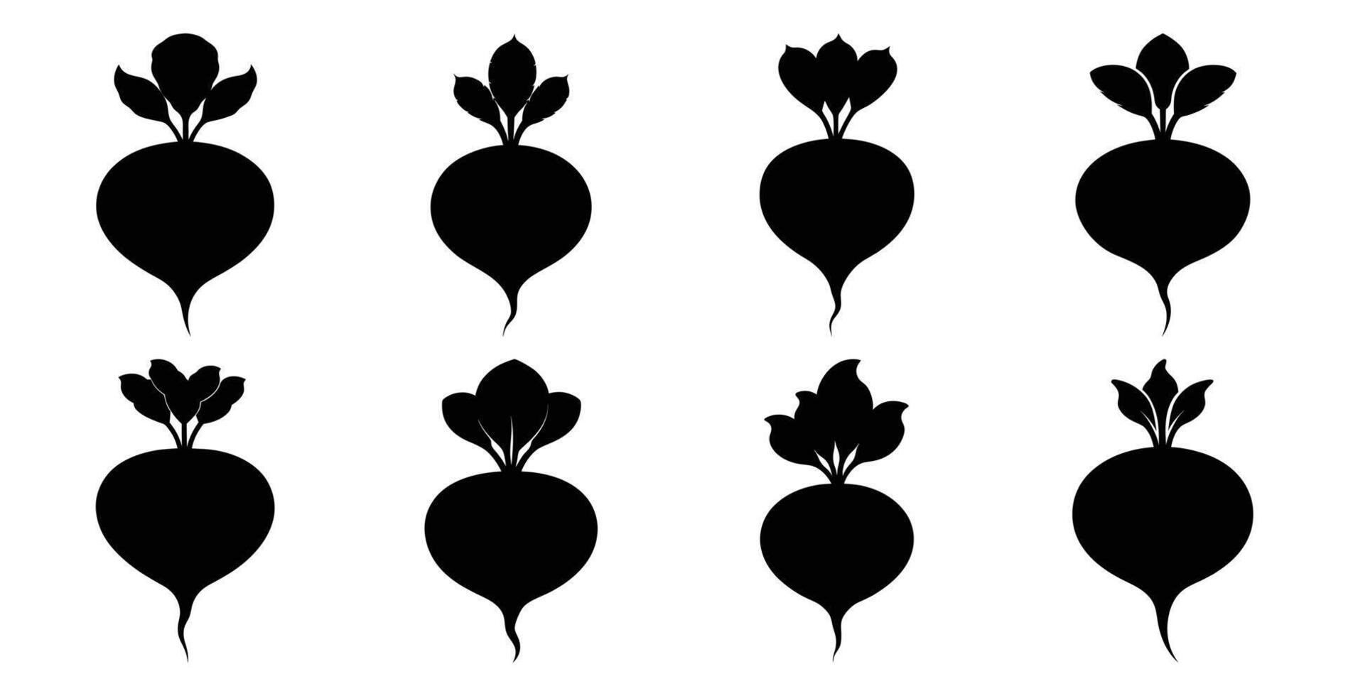 Collection of Beetroot Silhouettes, Versatile graphics for healthy food, farming, and cooking designs. vector