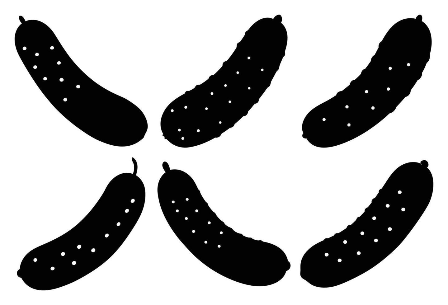 Collection of six cucumber silhouettes. Perfect for food, health, or farming related designs. vector
