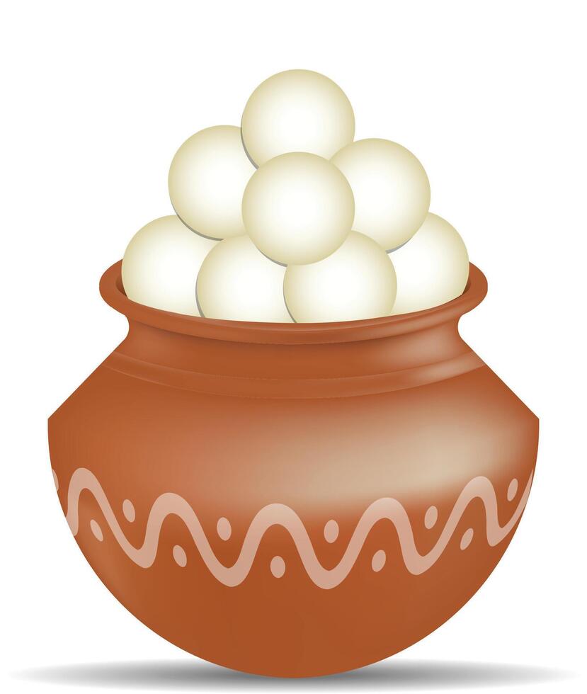 rasgulla sweet served in a pot vector