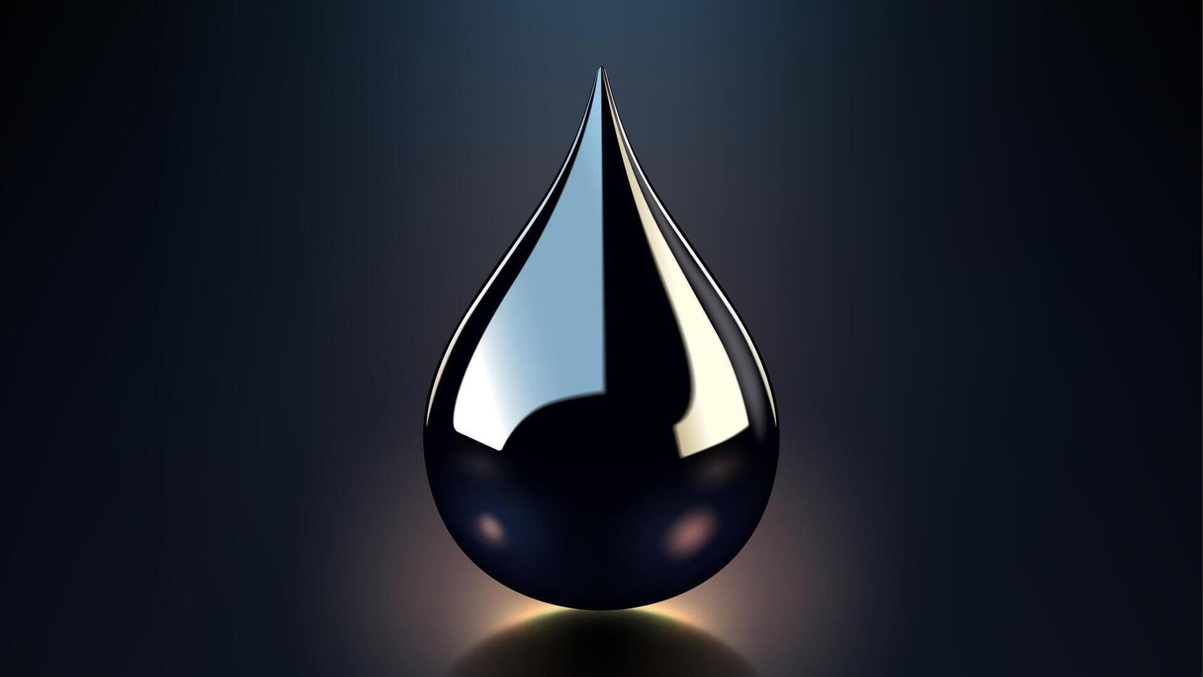 Shiny High Quality Crude Oil Drop Isolated on Dark Background, Shiny Droplet, Illustration vector