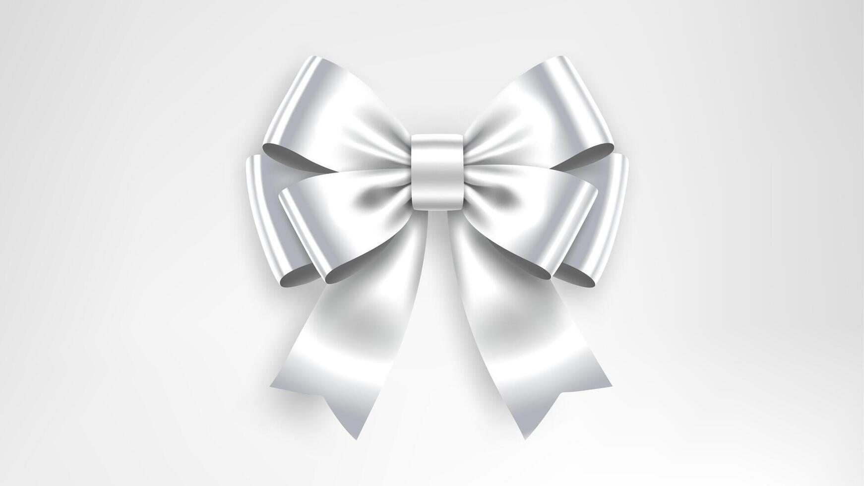 Realistic Mockup White Ribbon Bow, Easy Color Change Guarantee, Illustration vector