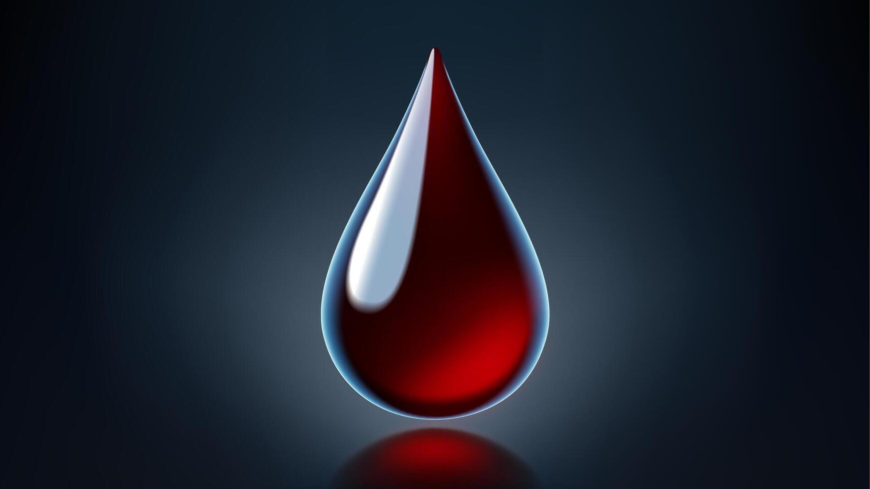 High Quality Blood Drop Isolated on Dark Background, Shiny Droplet, Different From Similar Illustration vector