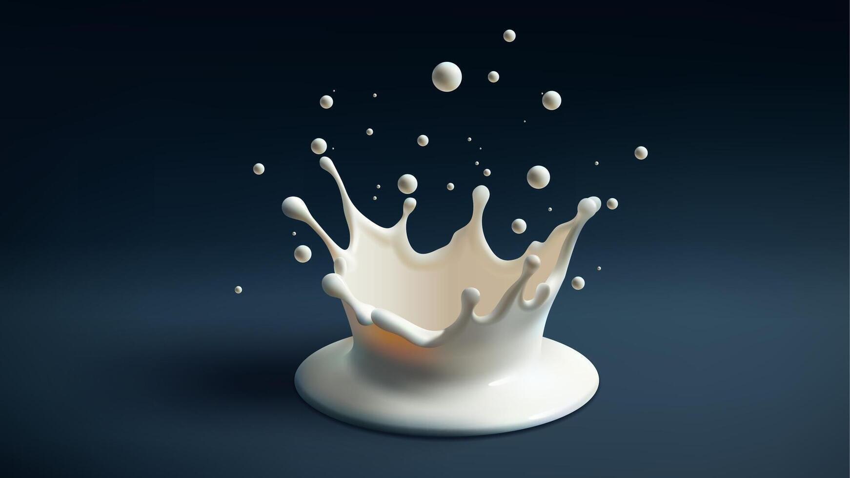 High Speed Milk Splash, Forming A Crown with Milk Drops Splashing Into The Air, Illustration vector