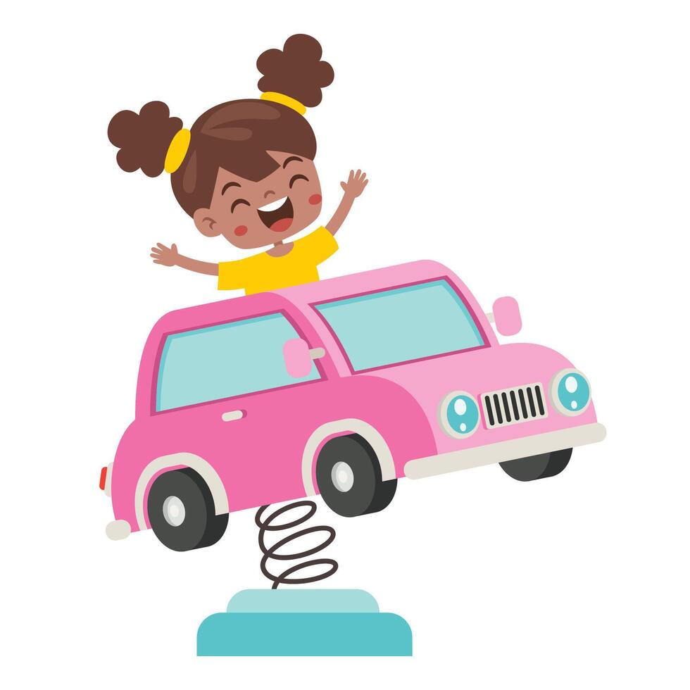 Happy Girl Having Fun Park Toy vector