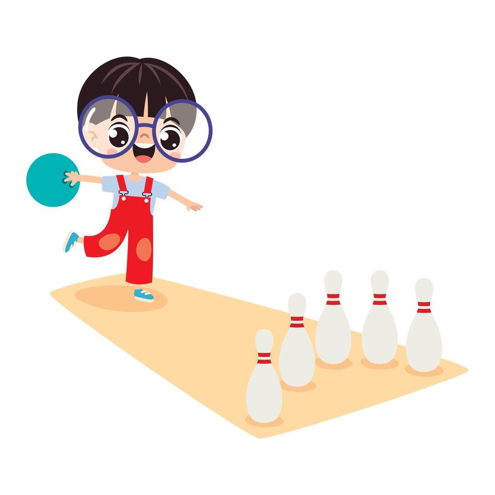 Young Kid Playing Bowling vector