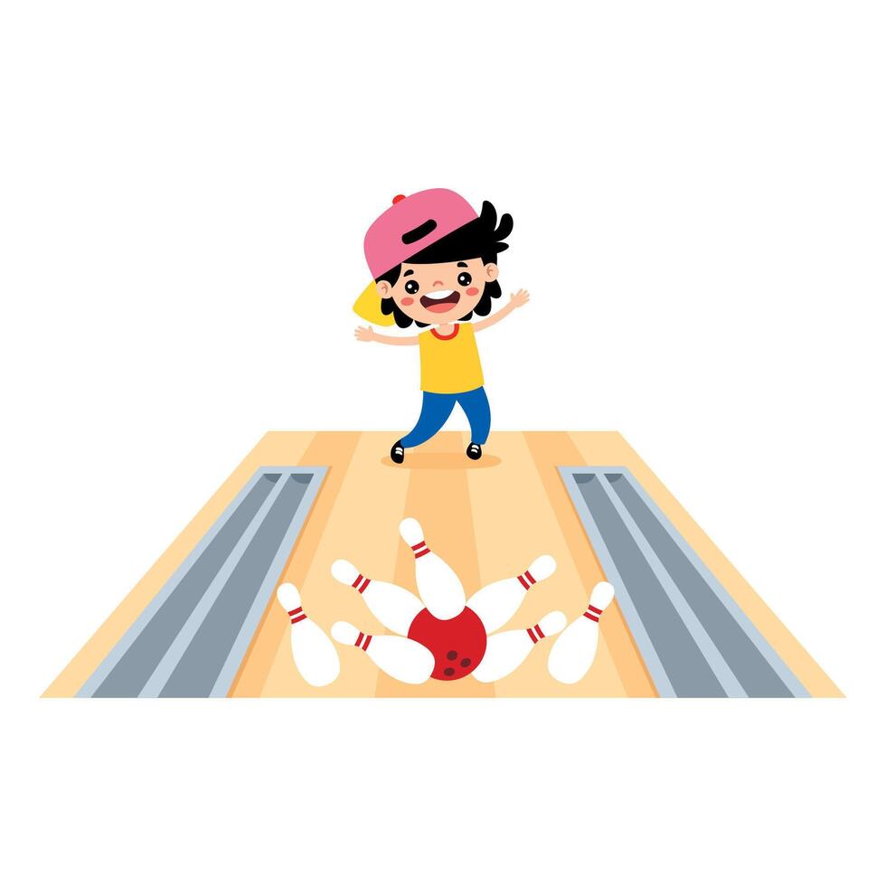 Boy Playing Bowling vector
