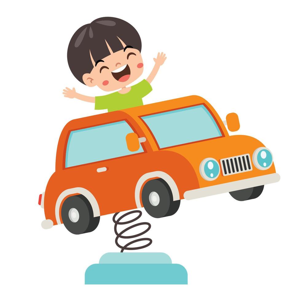 Boy Have Fun With Park Toy vector