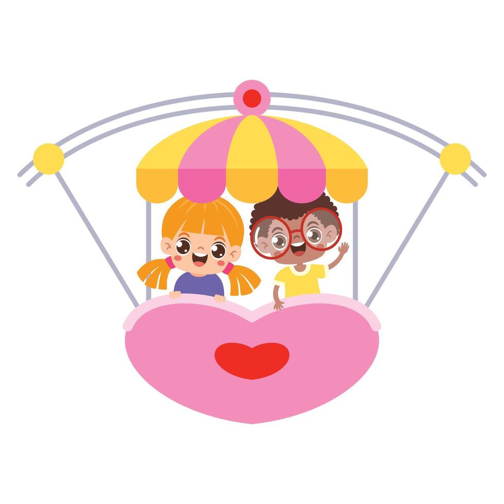 Children At Ferris Wheel vector