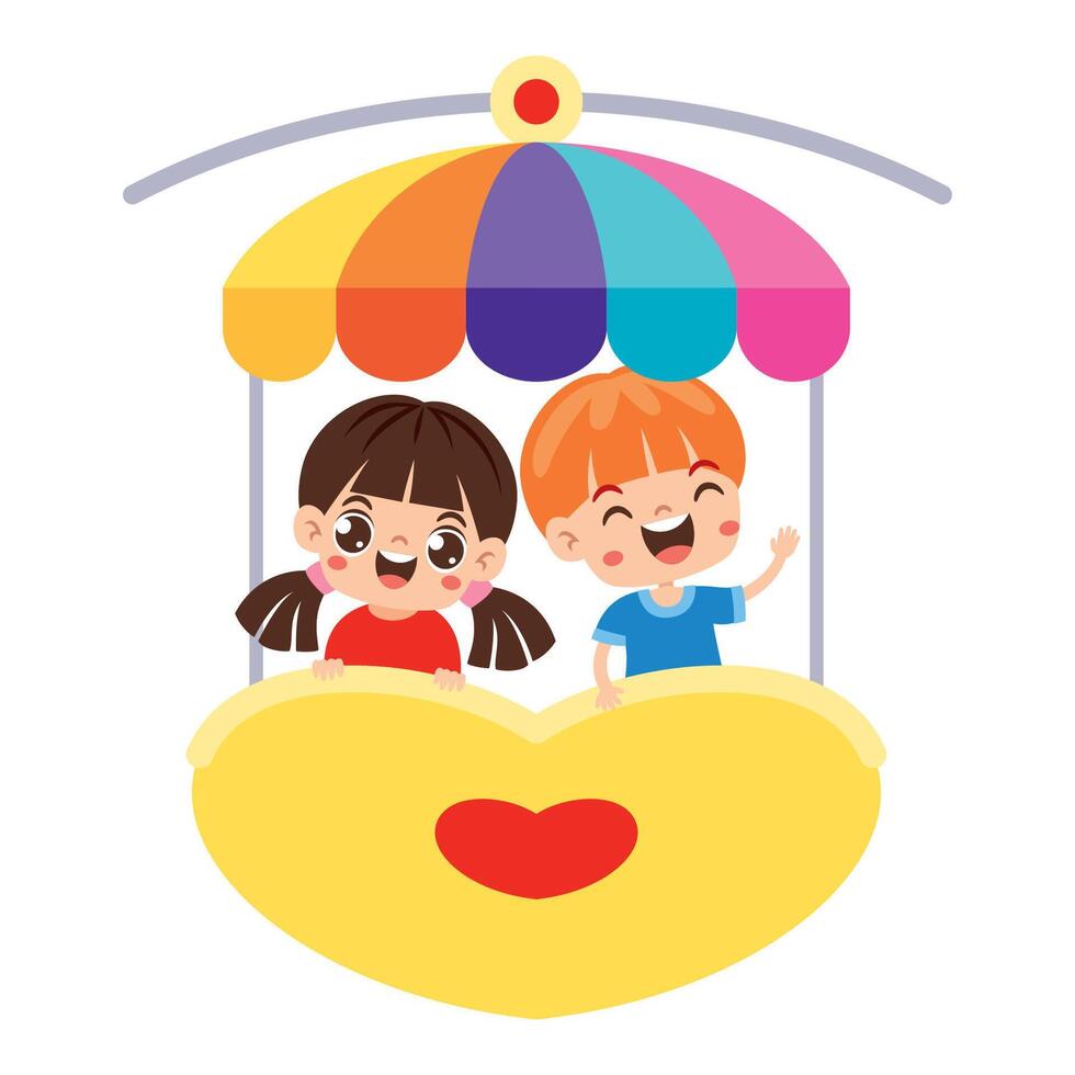 Kids At Ferris Wheel vector