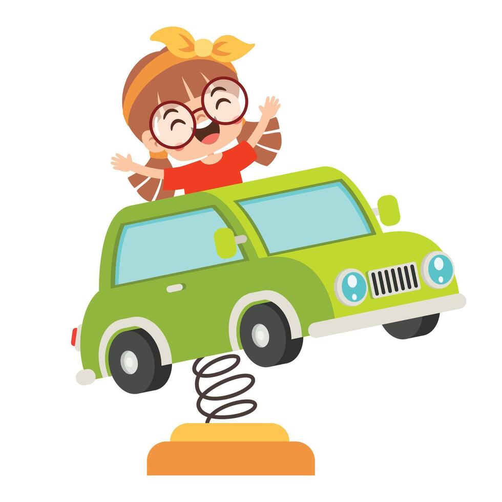 Girl Have Fun With Park Toy vector