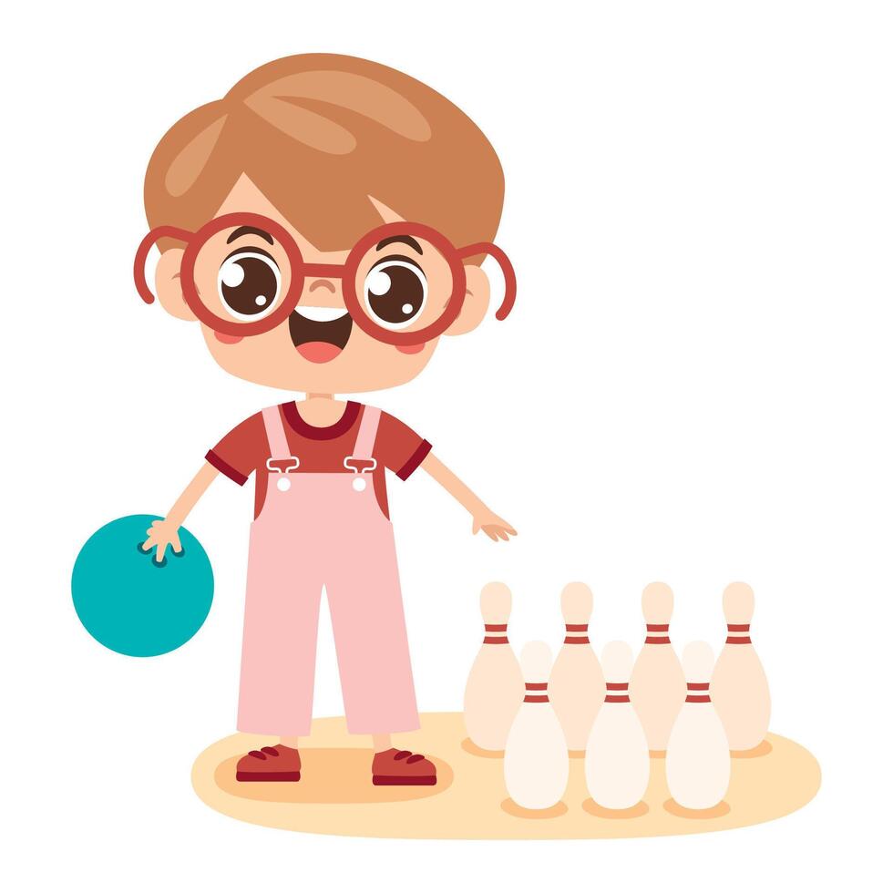 Cartoon Kid Playing Bowling vector