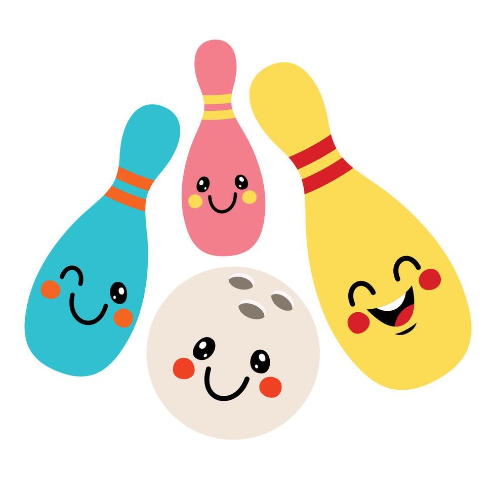 Cartoon Bowling Ball And Pins vector