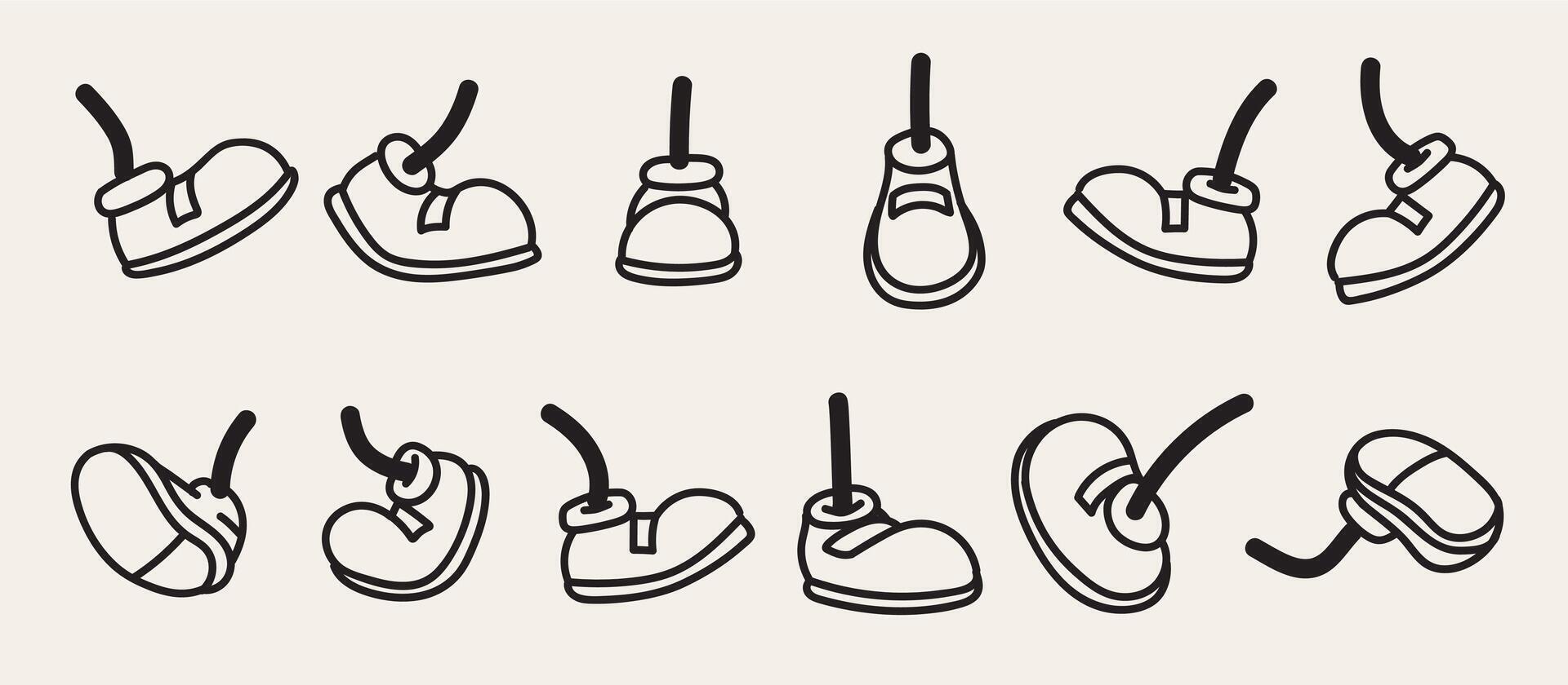 Set of retro characters foot illustration set vector