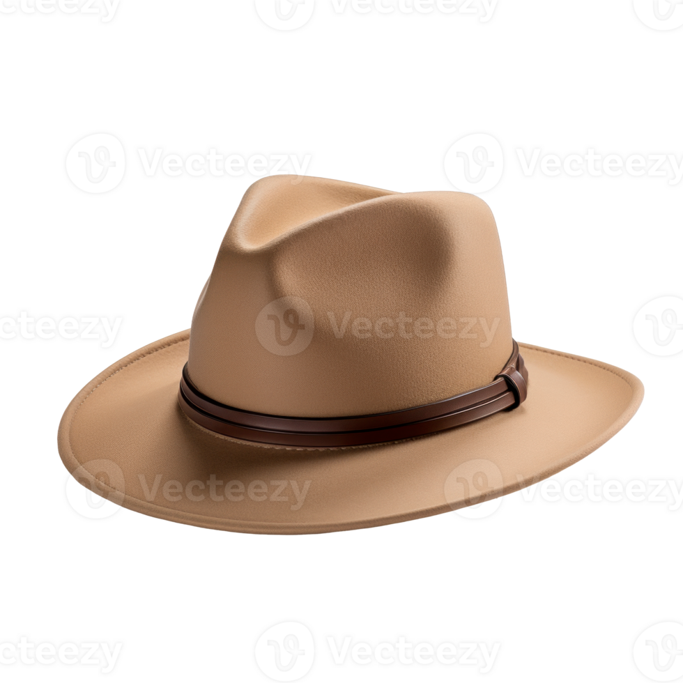 brown hat with a black band isolated on transparent background png
