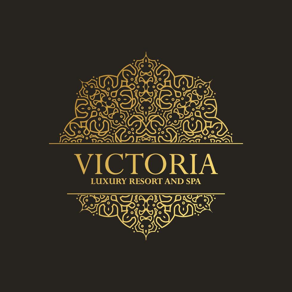 Luxury hotel label template. Trendy vintage royal logo ornament frames illustration. vector