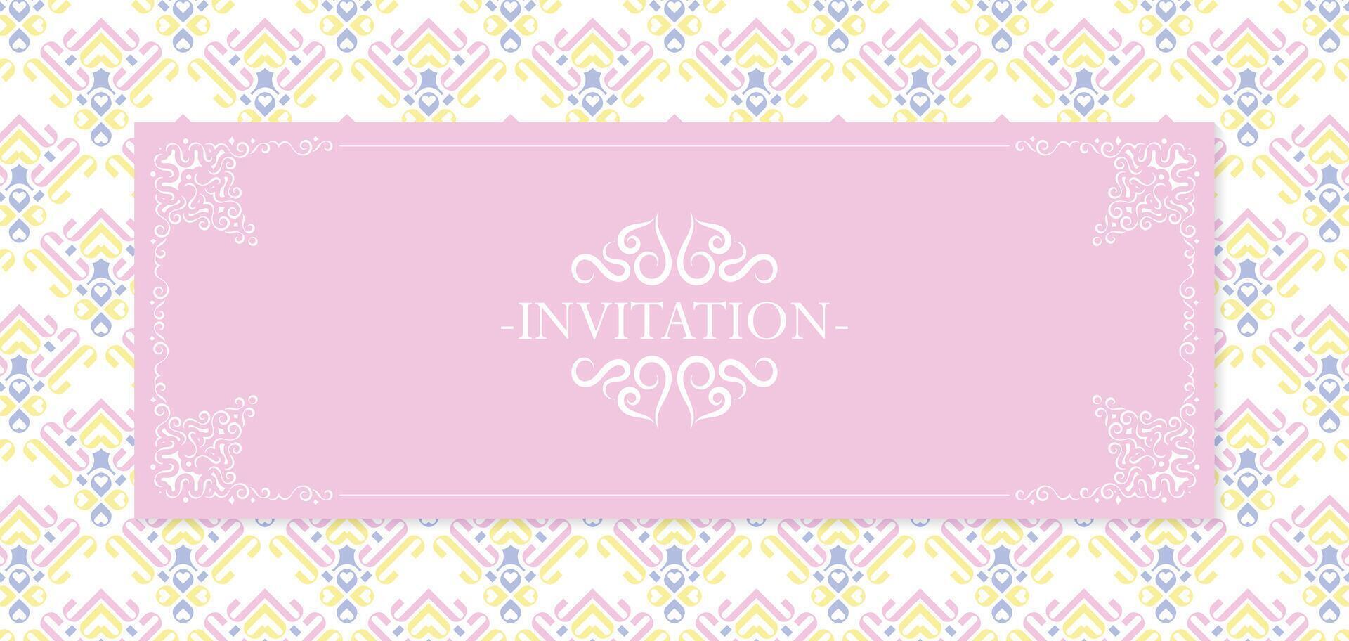 pink invitation background style ornamental pattern vector