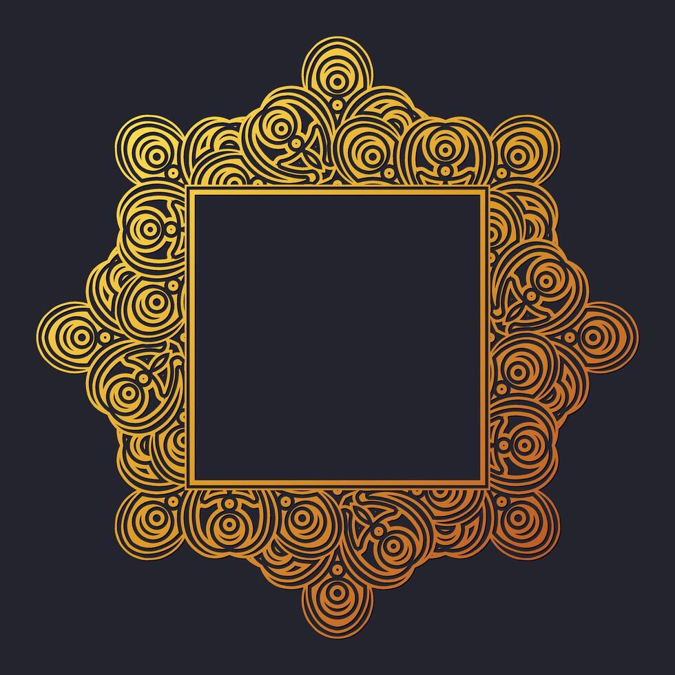 Luxury retro calligraphy square ornament frame line design vector