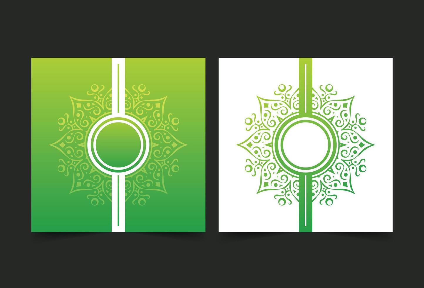 green ornament circle greeting card design. vector