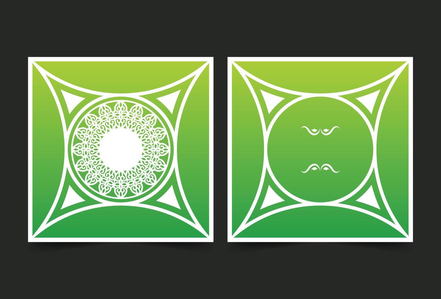 green art ornament circle greeting card design. vector