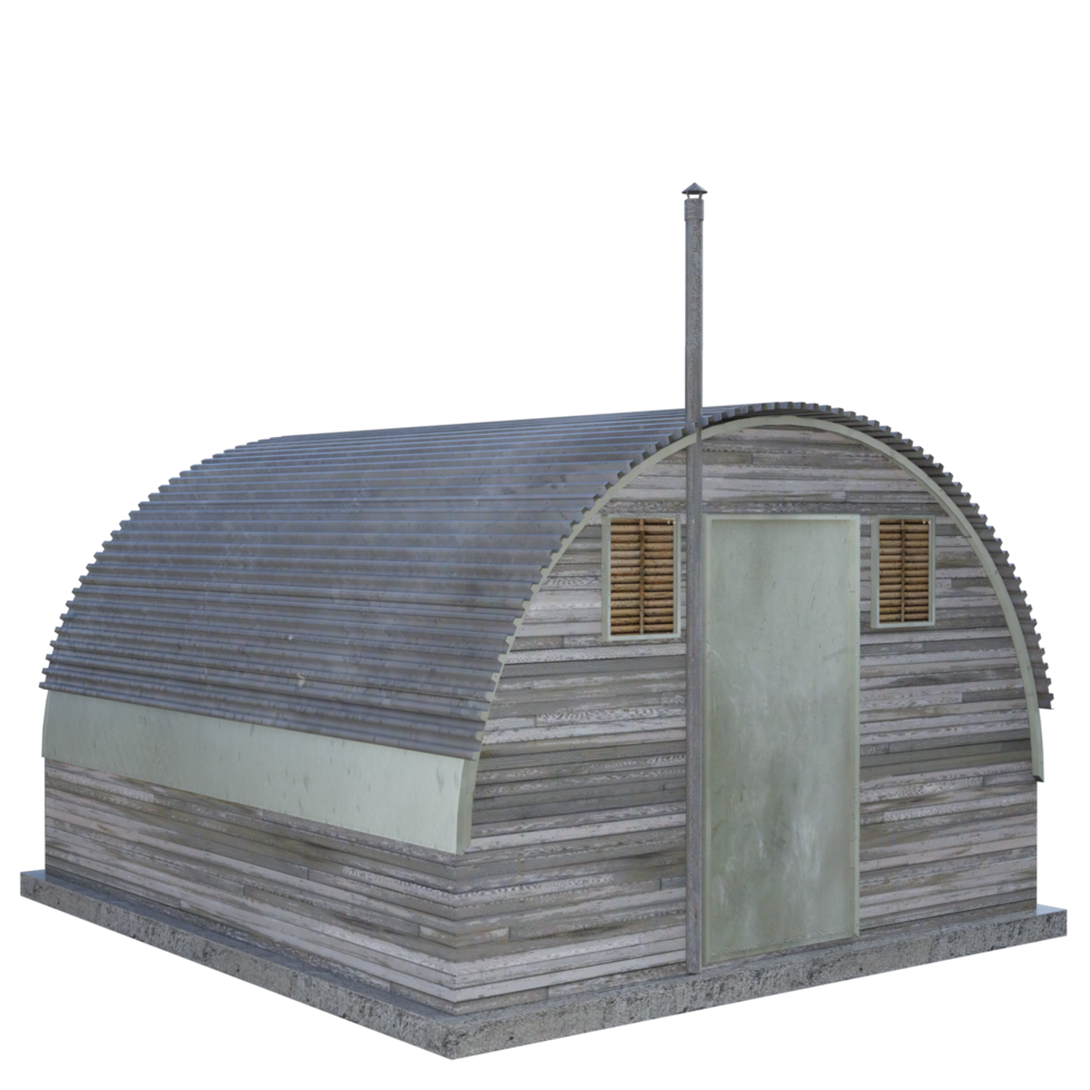 A small wooden shelter with a roof and a door png