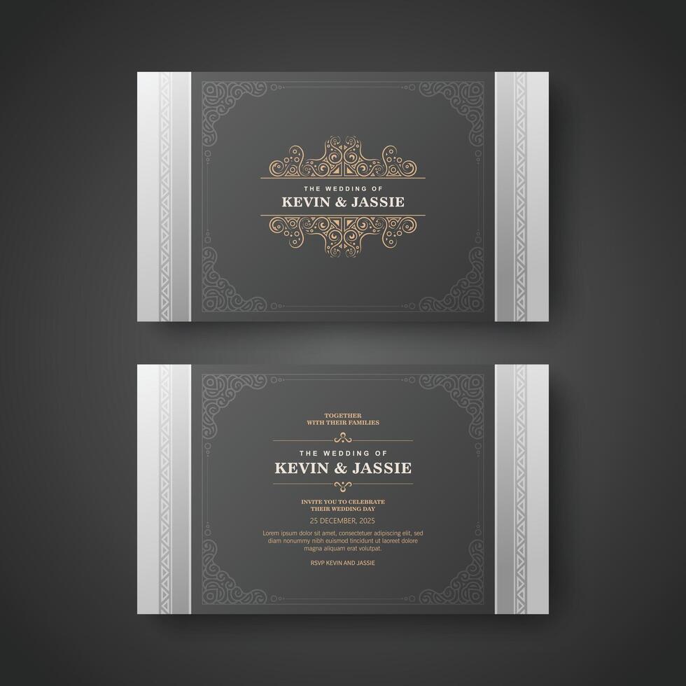 Elegant classic wedding invitation card with frame vector