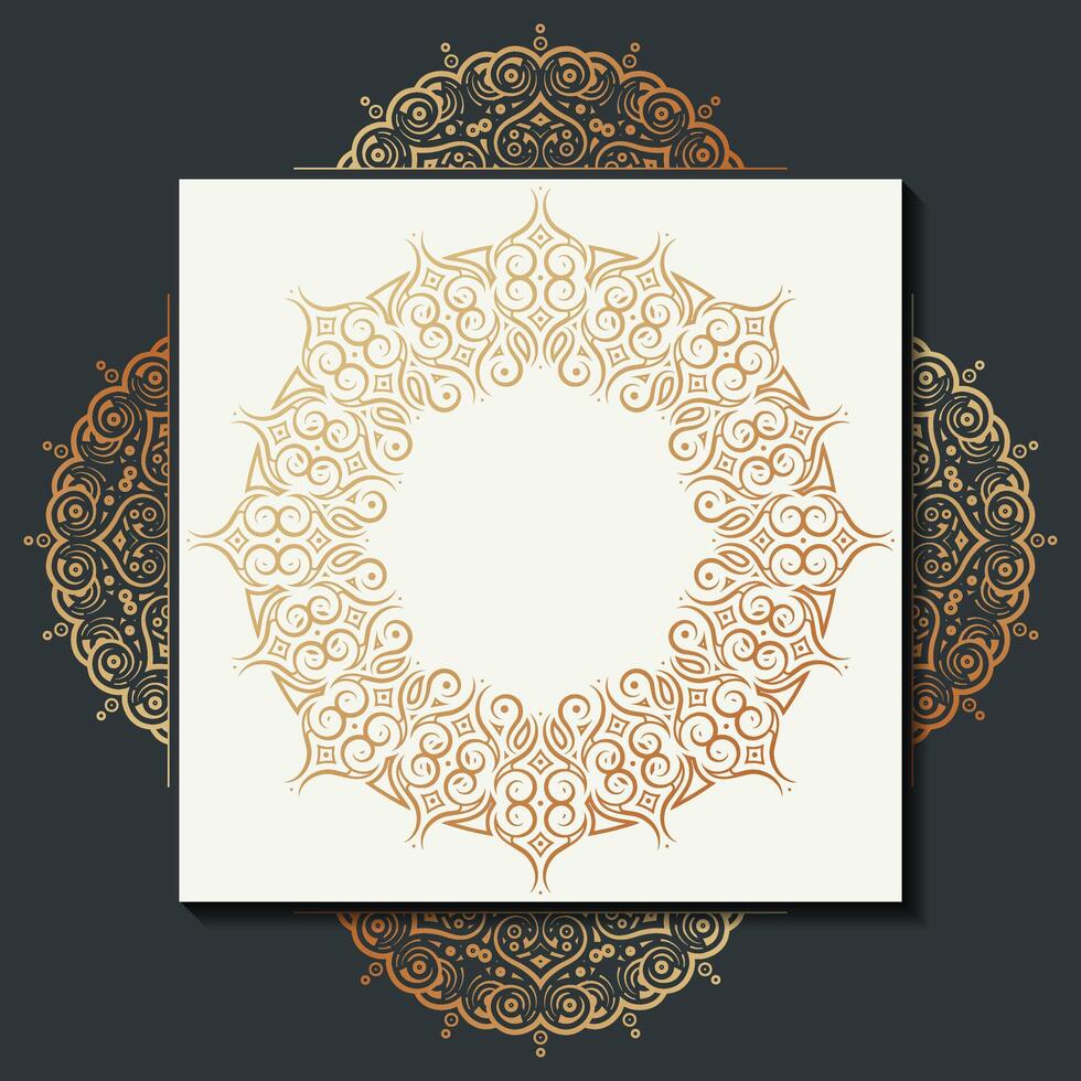 luxury gold art ornament circle border design card vector