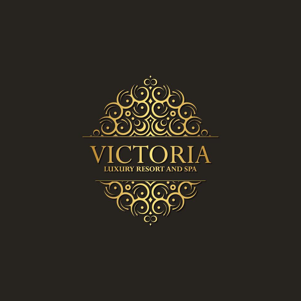 Luxury hotel ornament label template vector