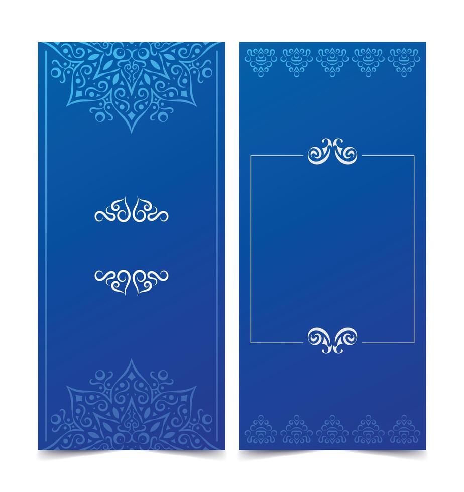 Blue mandala pattern decorative card template vector