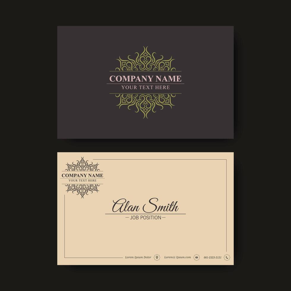 Luxury retro business card template with Ornament design vector