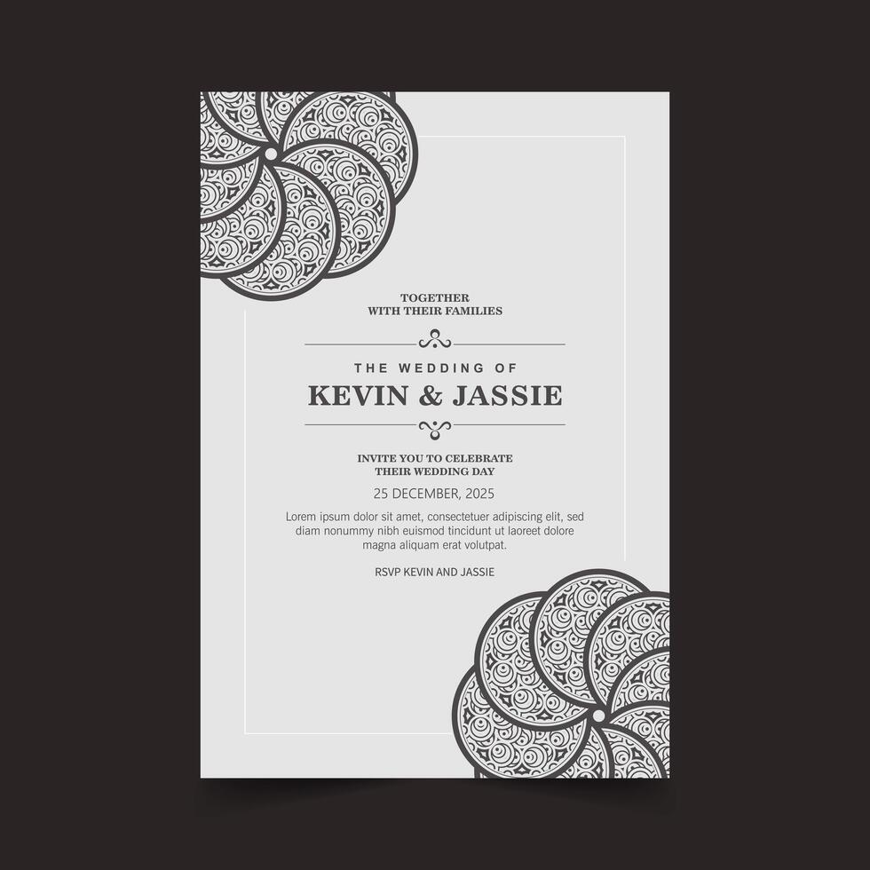 vintage wedding invitation mandala design vector
