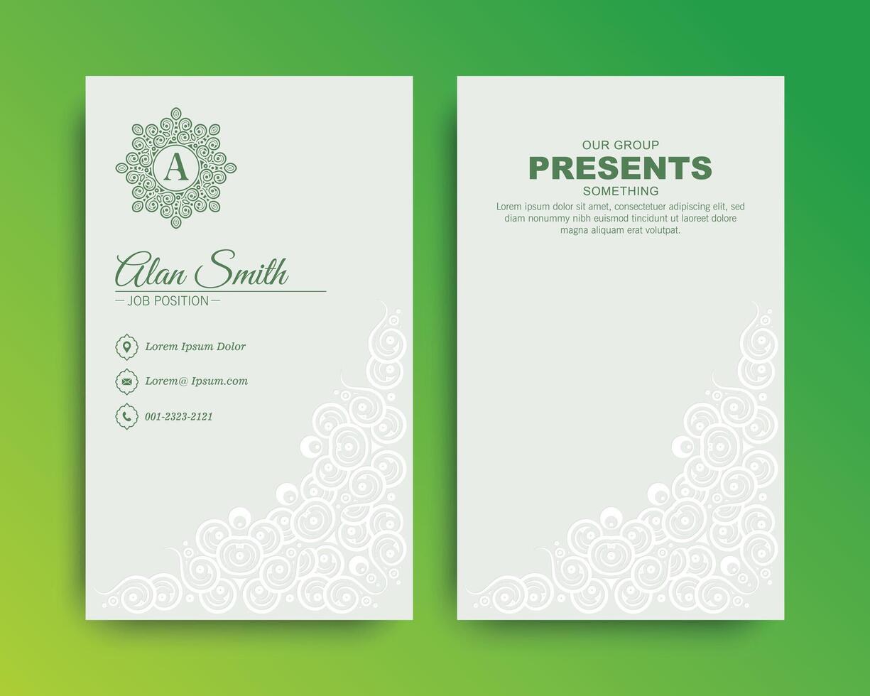 Green decorative logo and business card . vector