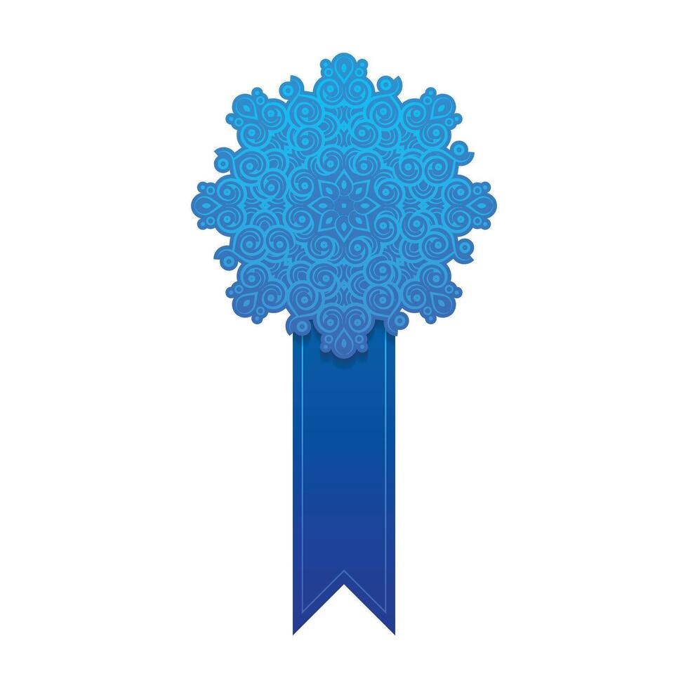 Blue ribbon mandala style design vector