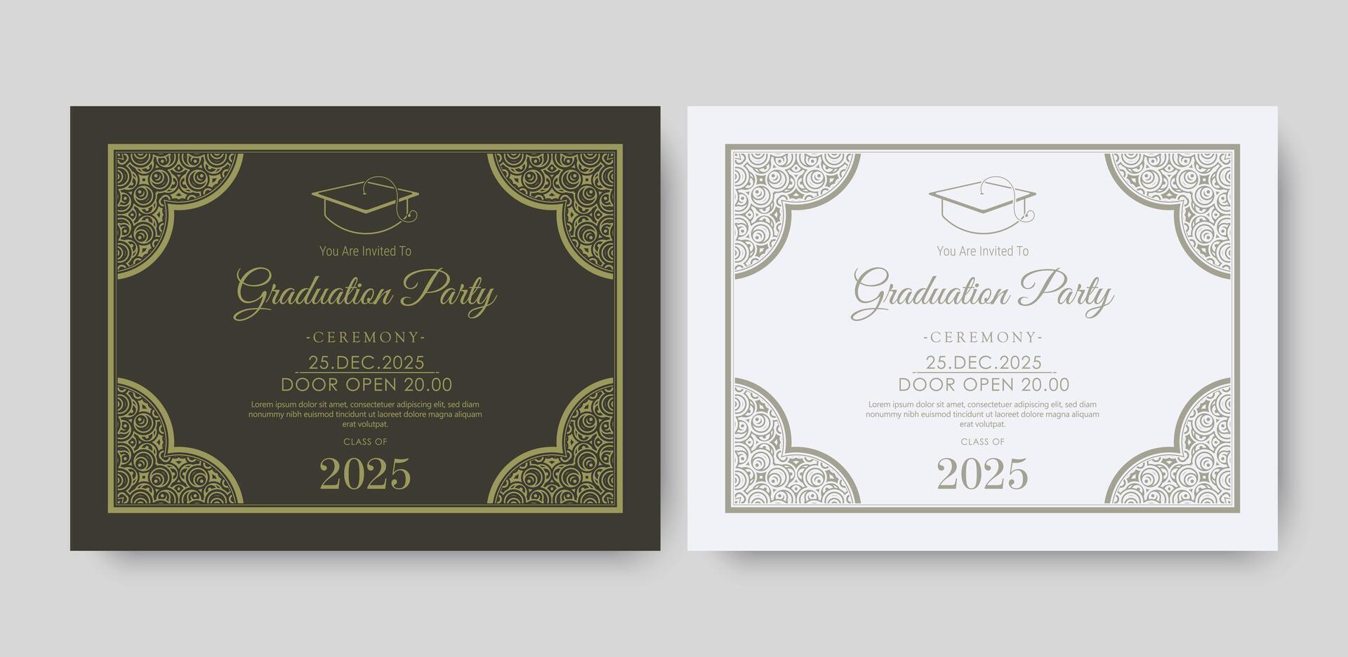 graduation invitation with ornament vector