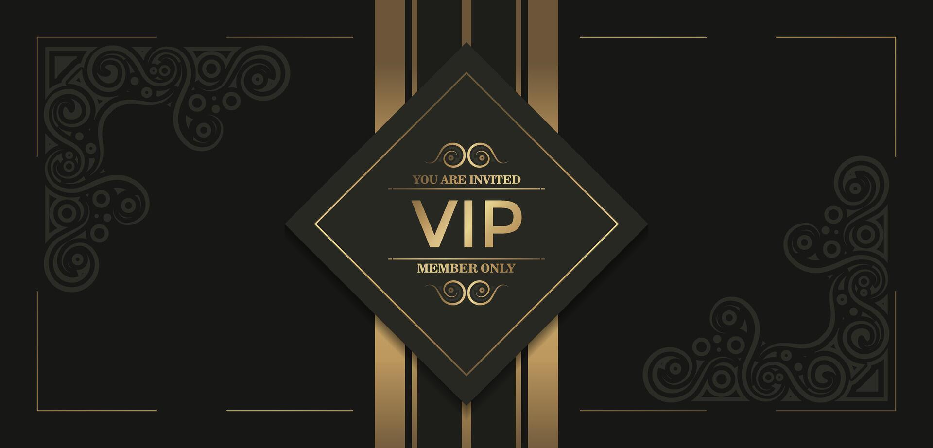 luxury dark vintage vip card in circle ornament texture vector