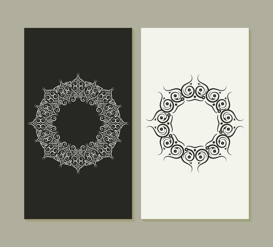 flat vintage border circle pattern card design vector