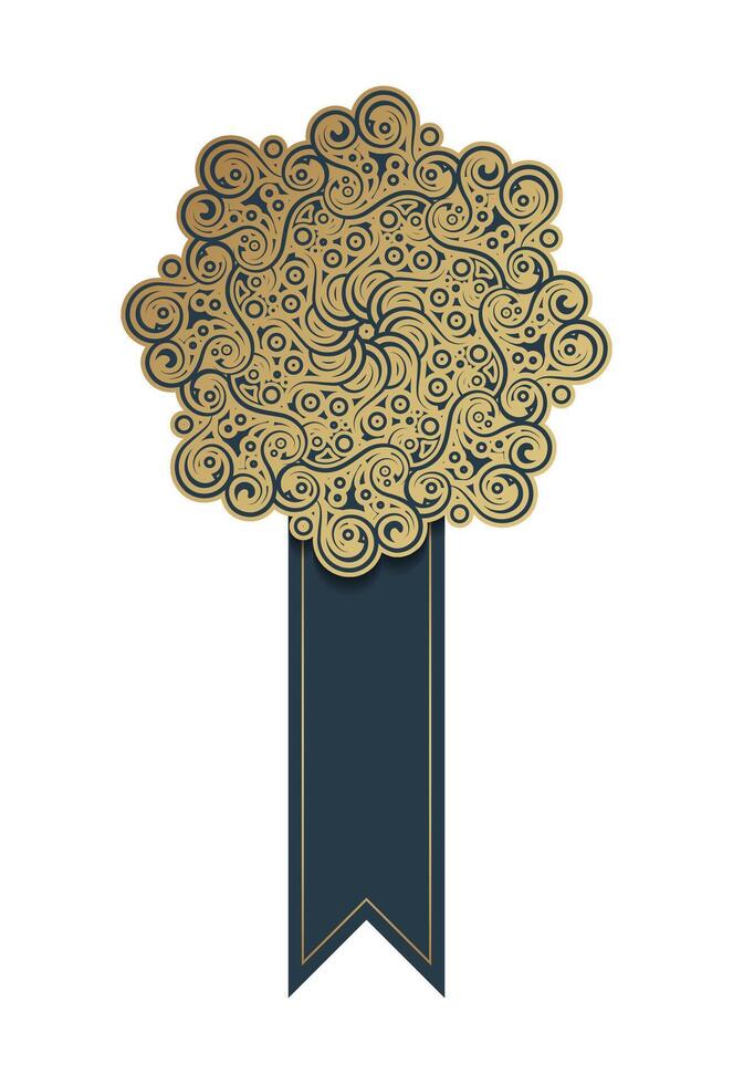 Gold ribbon mandala style design vector