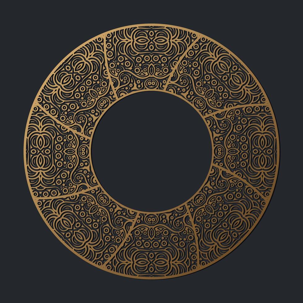 Luxury dark decoration Gold round floral frame design vector