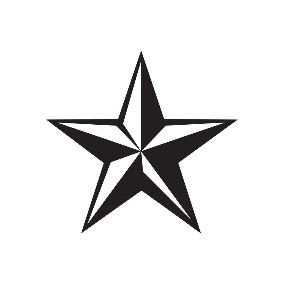 A five-pointed star icon with bold, sharp edges, evenly proportioned and in solid black. vector