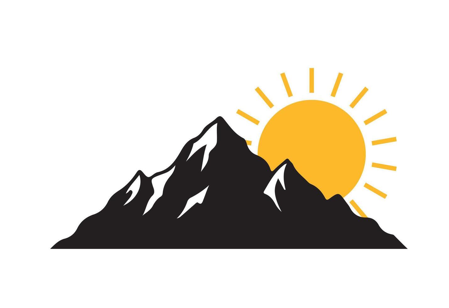 Beautiful Hill Sun Illustration Scenic Logo Design vector