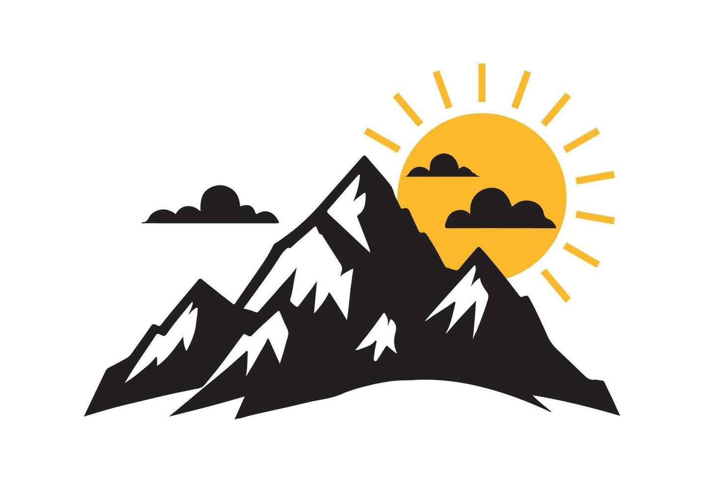 Modern Hill and Sun Logo for Branding, Business vector