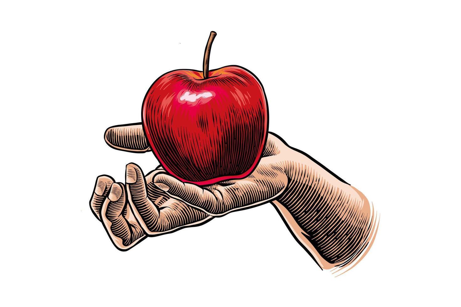 illustration of hand carrying an apple vector