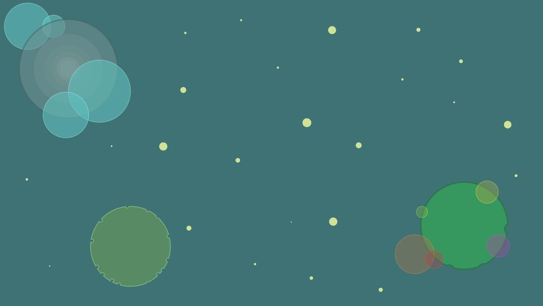 a green and yellow space with circles and stars vector