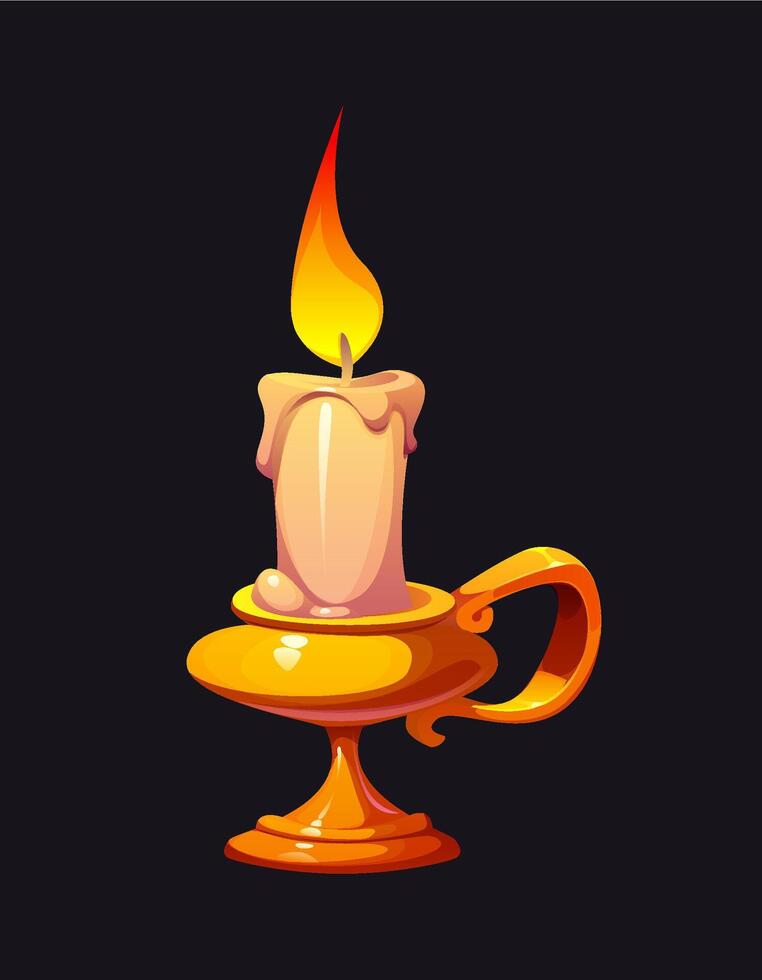 Glowing candle in golden holder, symbolizing hope vector