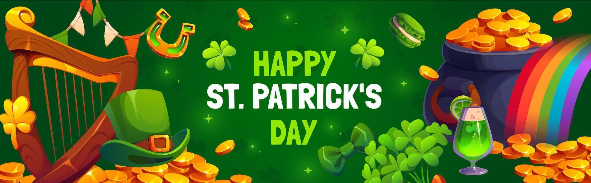 Happy St Patrick day Irish holiday greeting banner vector