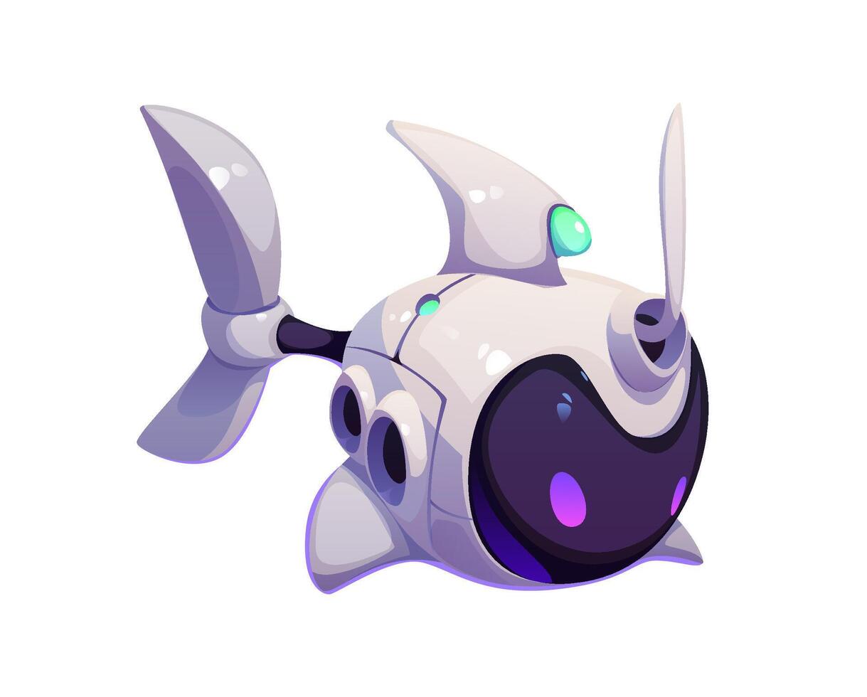 Underwater robot mascot, bathyscaphe submarine vector