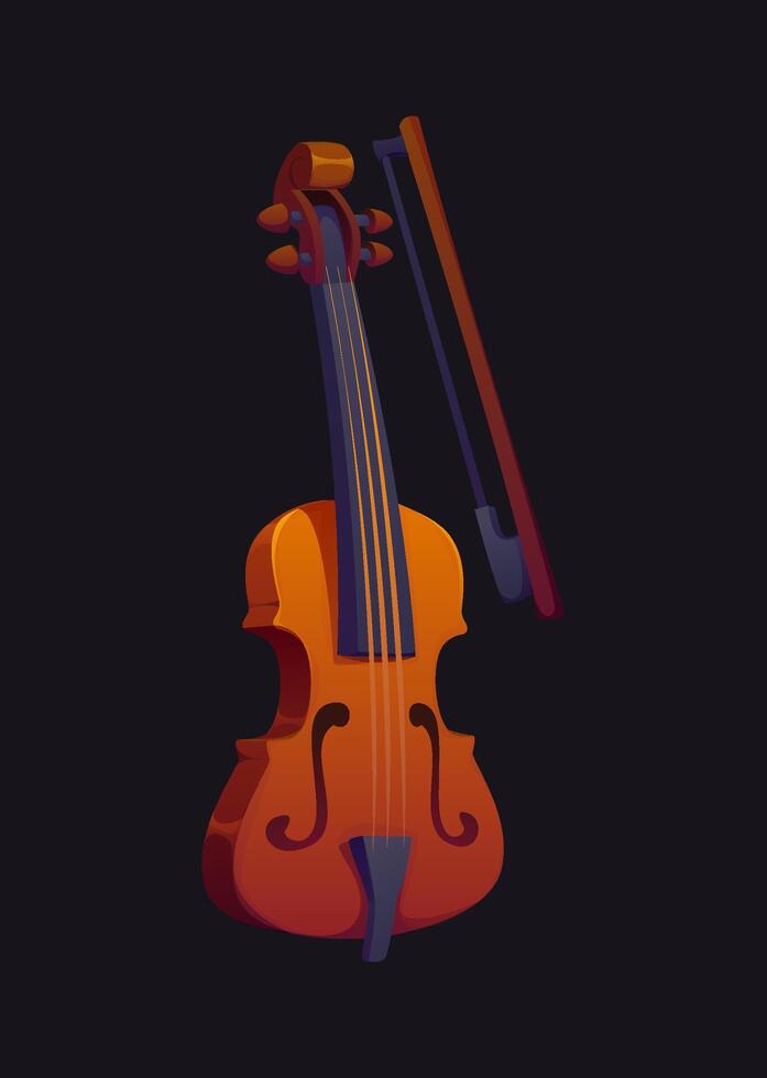 Cartoon violin with a bow, st Patrick day symbol vector