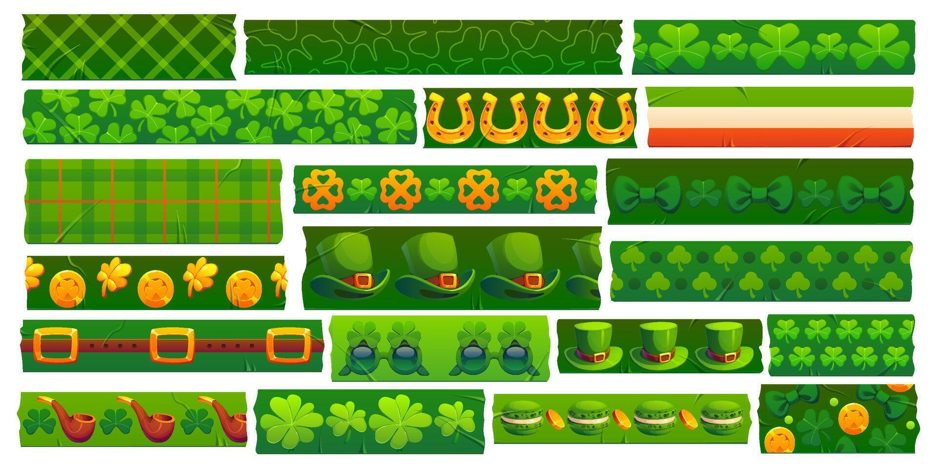 St Patrick Irish washi tape with adhesive pieces vector