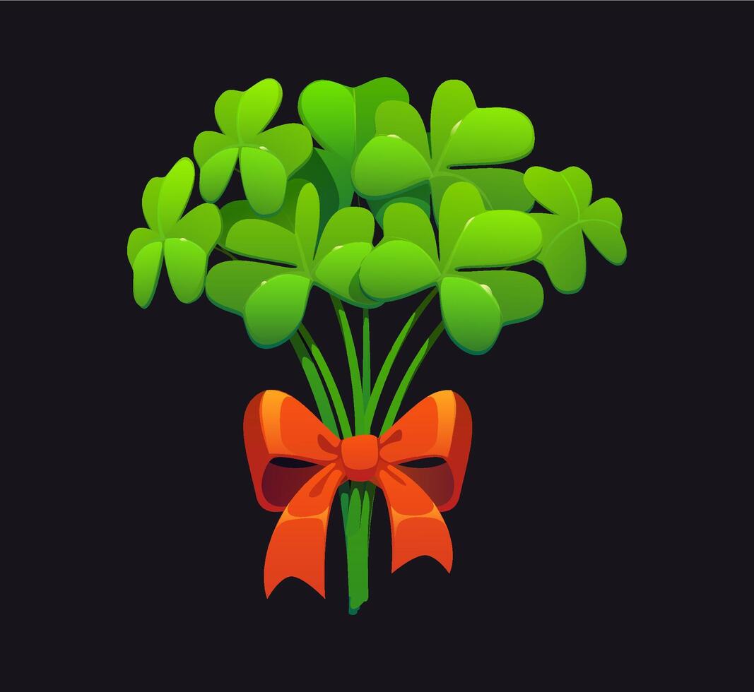 Cartoon bouquet of shamrocks tied with a ribbon vector
