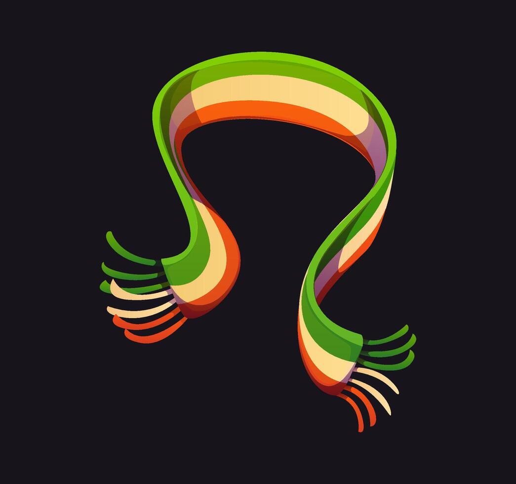 Cartoon scarf featuring colors of Irish flag vector