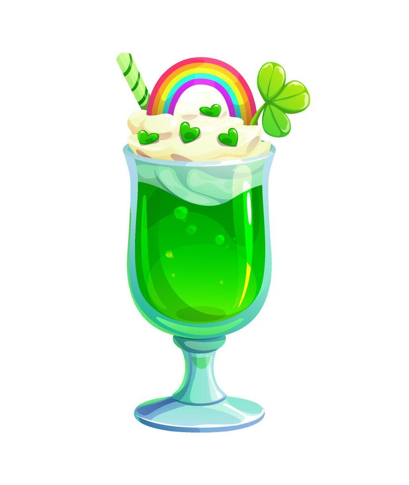 St patricks day drink with shamrock and rainbow illustration vector